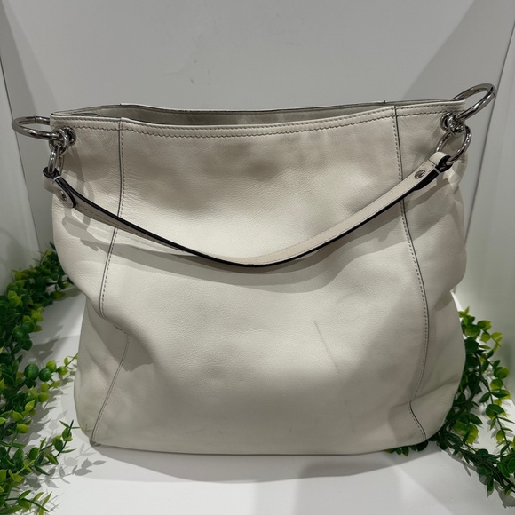 Coach Cream Color Woven Leather Hobo Bag - Picture 2 of 9